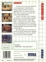 Sega  Master System  -  Rambo III (Back)